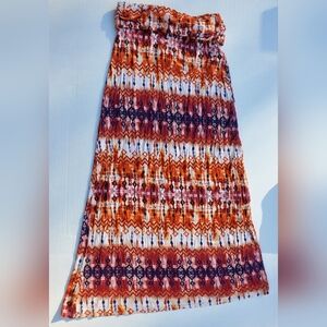 B Jewel Boho Print Maxi Skirt XL Burnt Orange